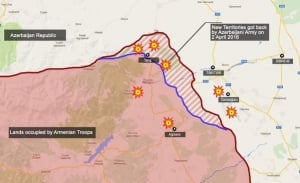 Карта боевых действий в Нагорном Карабахе и список контролируемых азербайджанской армией населенных пунктов 