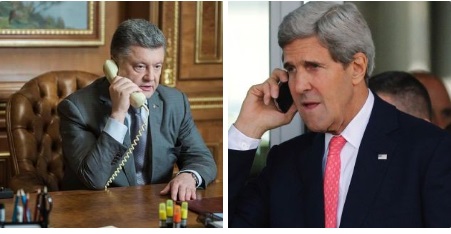 Порошенко обсудил с Керри грядущую встречу трехсторонней контактной группы по кризису в Донбассе