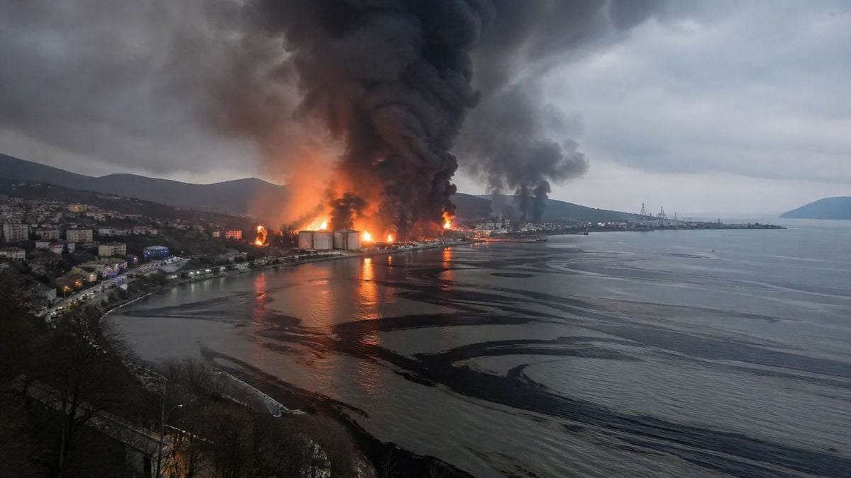 В Туапсе началась эвакуация жителей из-за пожара на НПЗ, атакованного дронами 