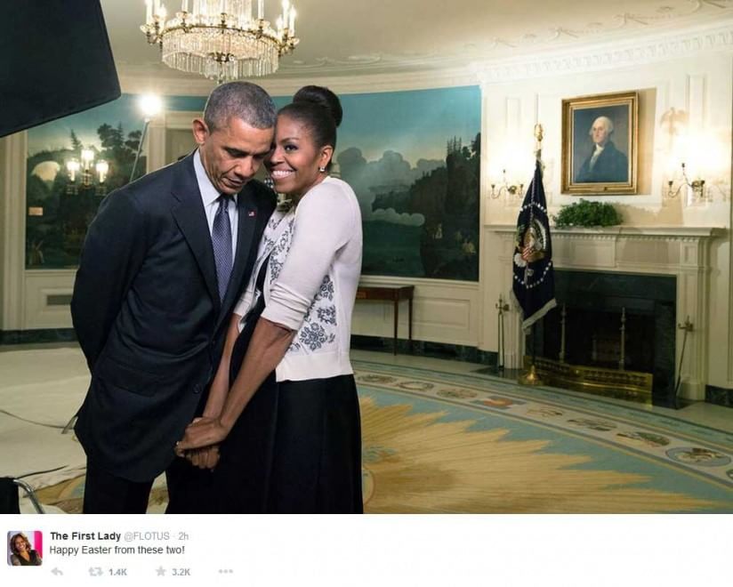 Ничто человеческое не чуждо: Барак и Мишель Обама похвастались пасхальным фото в Twitter 