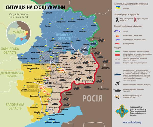 Карта АТО: Расположение сил в Донбассе от 07.01.2015