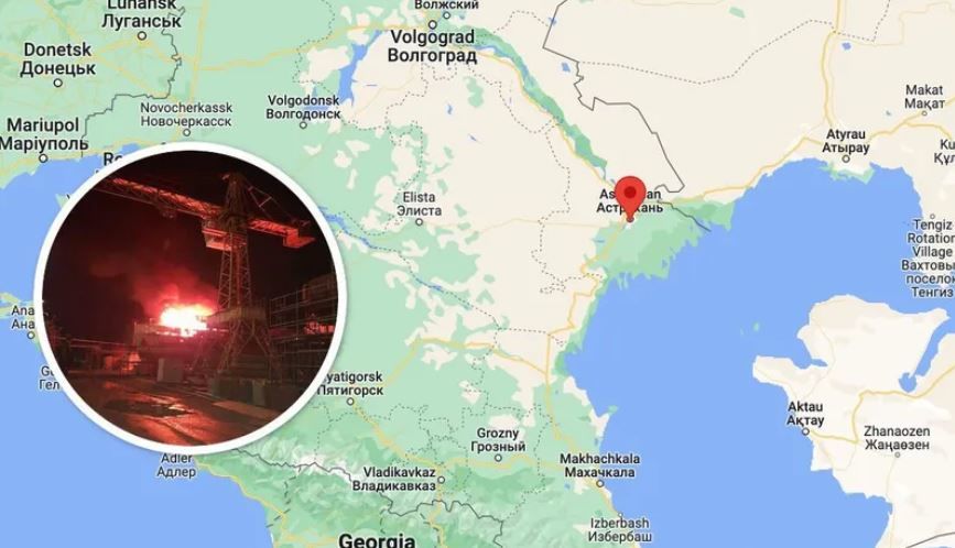​В Астрахани сгорел корабль, участвовавший в доставке Shahed из Ирана в РФ