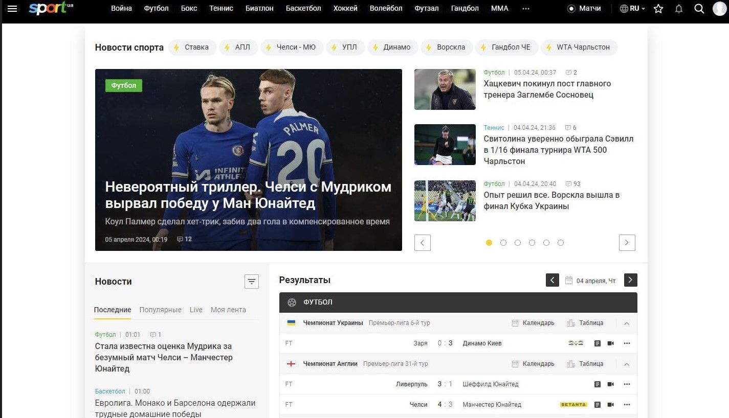 Обзор Спорт ЮА — ведущего спортивного СМИ Украины