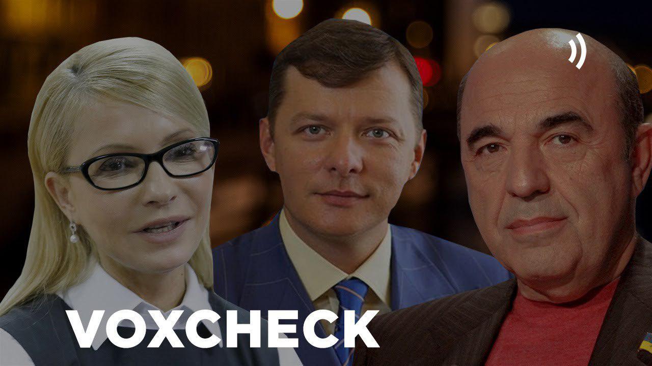 VoxCheck: Тимошенко, Ляшко и Рабинович – лидеры по лживым высказываниям 