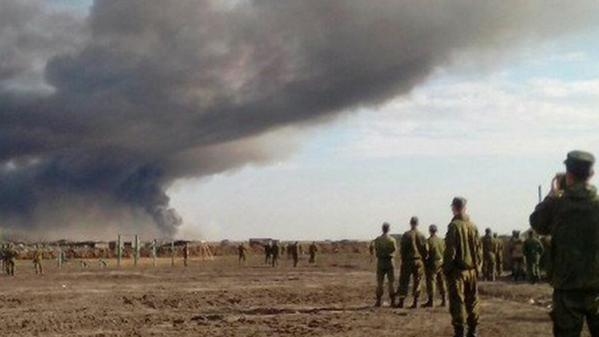 В Сети появились фото и видео пожара на военном полигоне под Ростовом