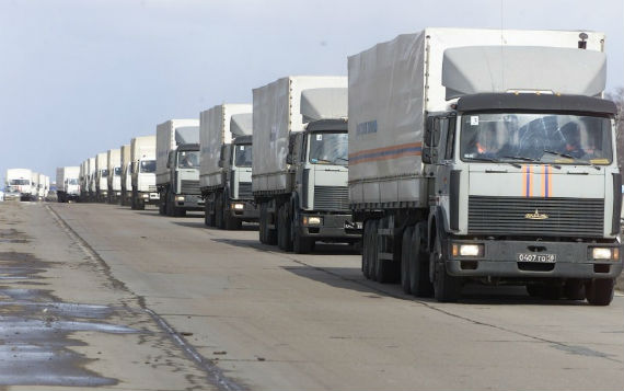 33 Камаза гуманитарной помощи из РФ заехали на КПП "Донецк"