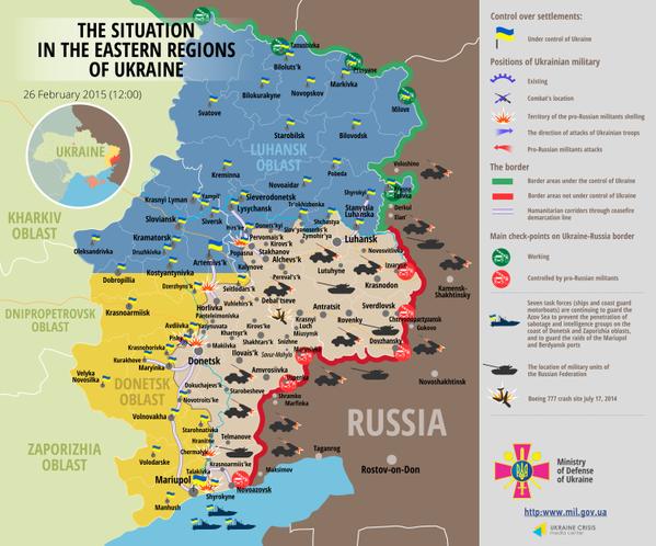 Карта АТО: Расположение сил в Донбассе от 26.02.2015