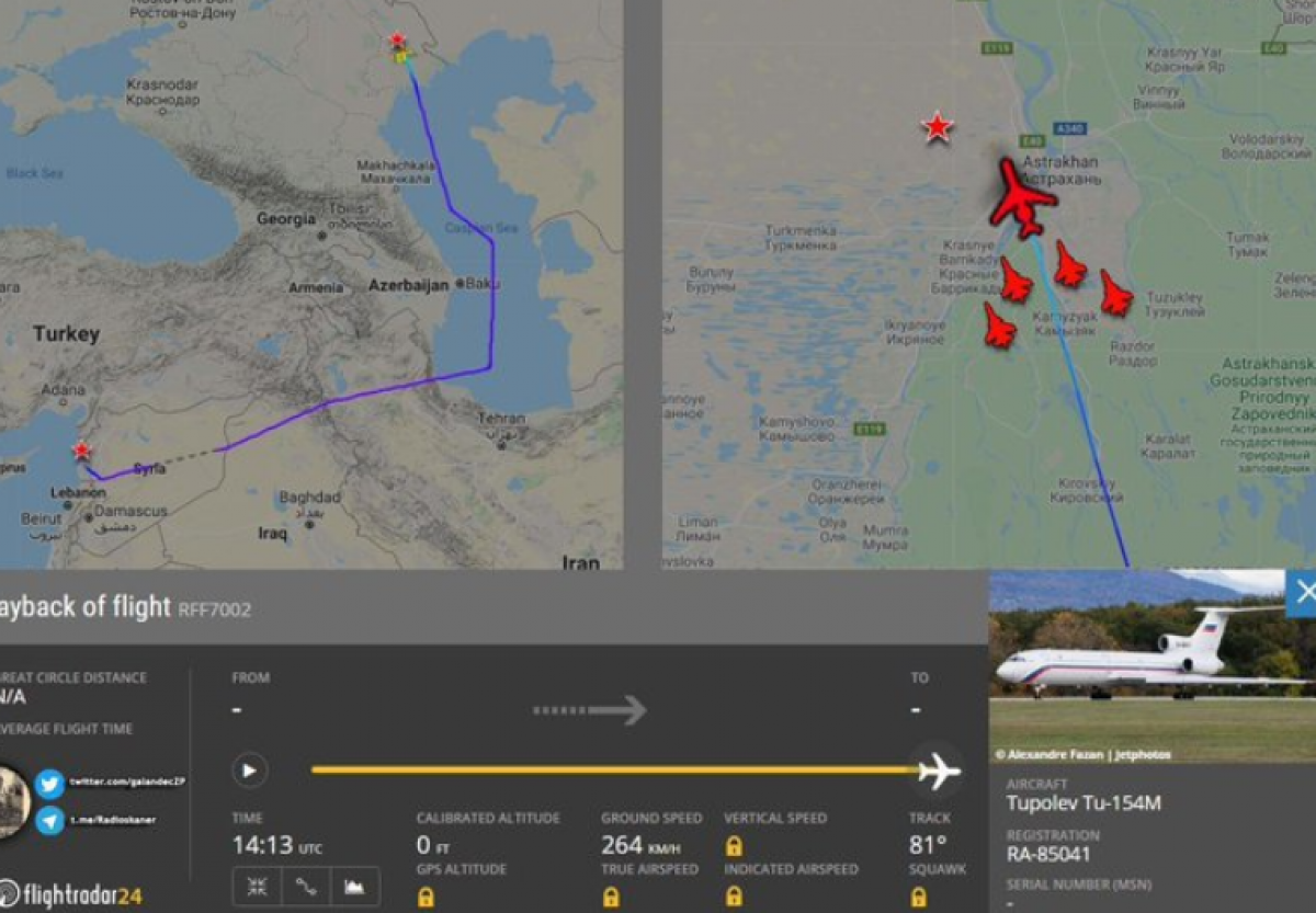 "Партия секретных "200-х"", - Ту-154 российских военных в сопровождении Су-34 экстренно вылетел из Сирии, фото
