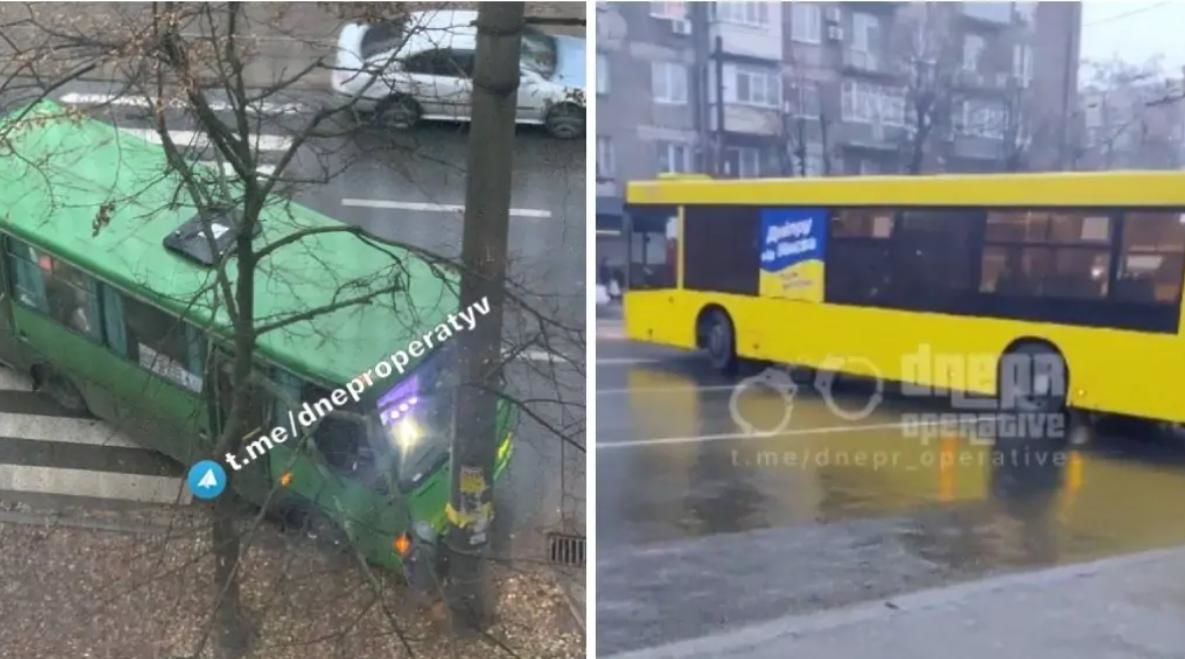 Днепр охватил транспортный коллапс: город сковали пробки, автобусы разворачивает поперек дороги