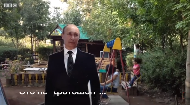На детской площадке в Армении поставили картонного Путина