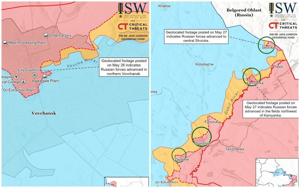 ВС РФ продвинулись в Волчанске и атаковали на других участках фронта – ISW 