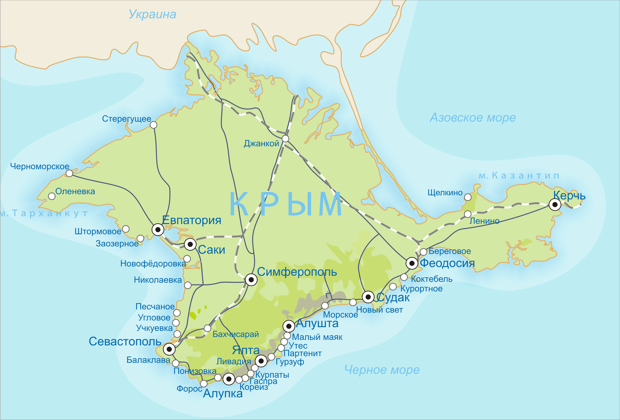 Крымский полуостров омывается черным морем на. Полуостров Крым на карте. Крым карта полуострова с городами. Полуостров Крым карта с городами и поселками. Карта Крымского полуострова подробная.