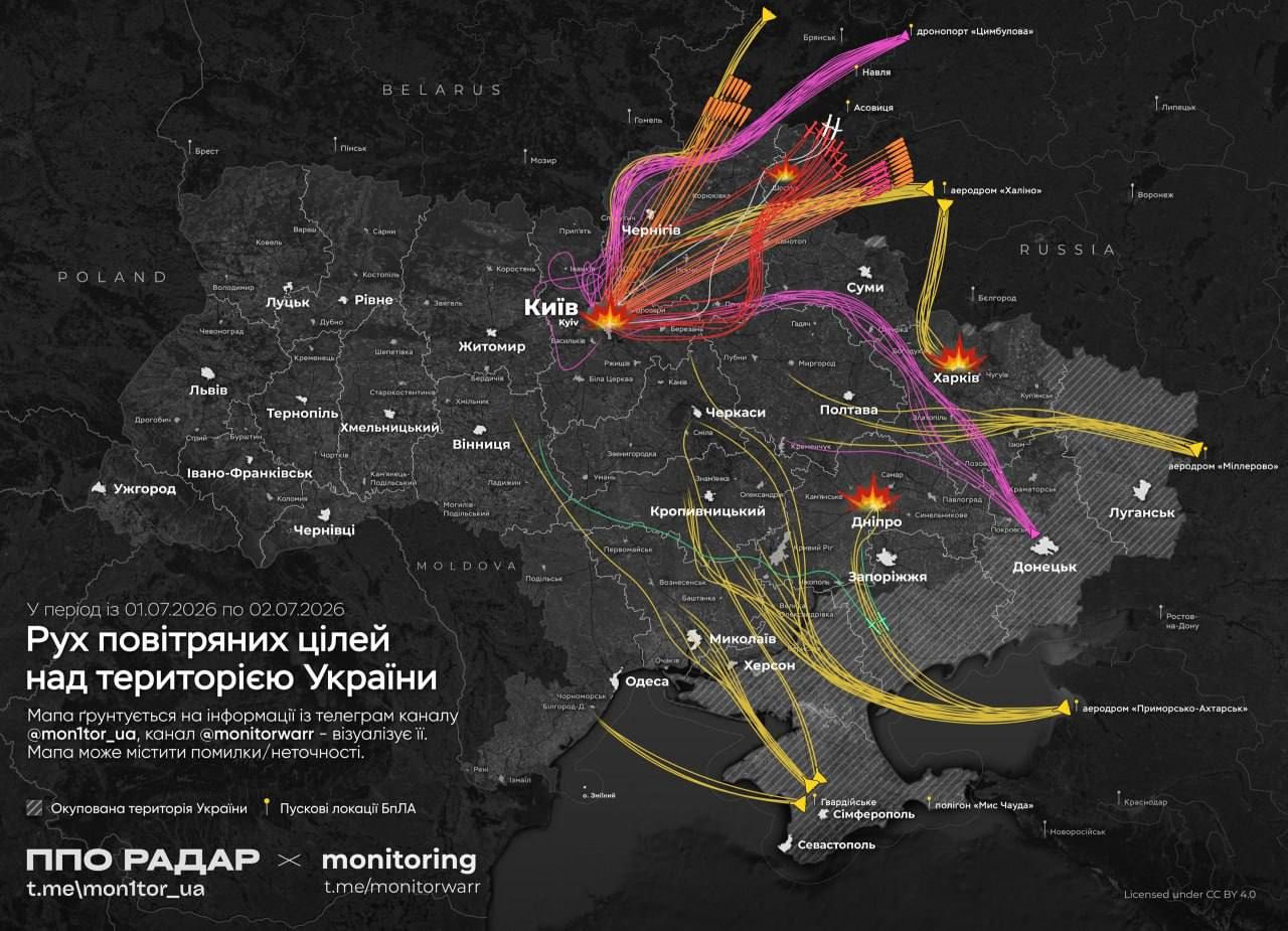 ВС ВСУ раскрыли особенности массированной атаки РФ по Украине в ночь на 2 июля: сколько было прилетов